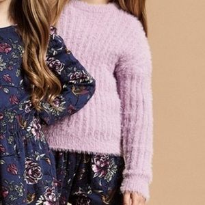 Creamie cable fuzzy sweater from local boutique. Euro146-152 (size 11-12) purple